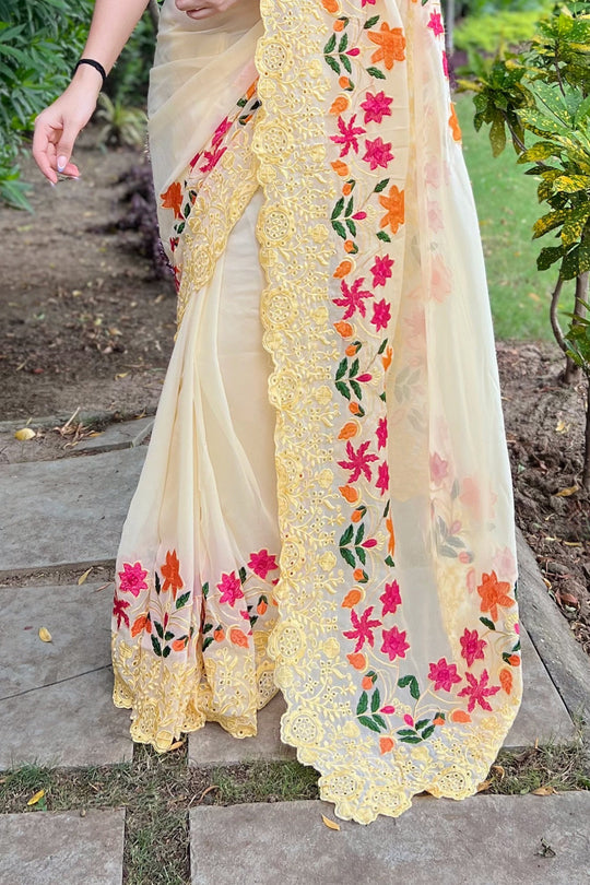 Yellow Georgette Saree With Blouse Piece | updated