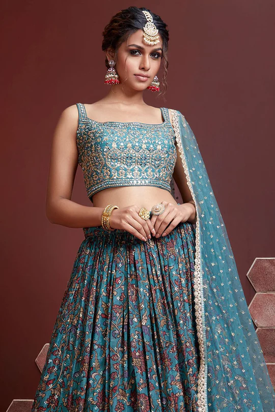 Turkish Blue Lehenga Choli