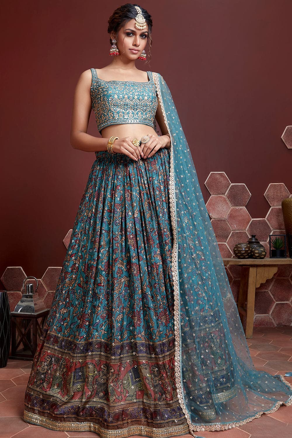 Turkish Blue Lehenga Choli